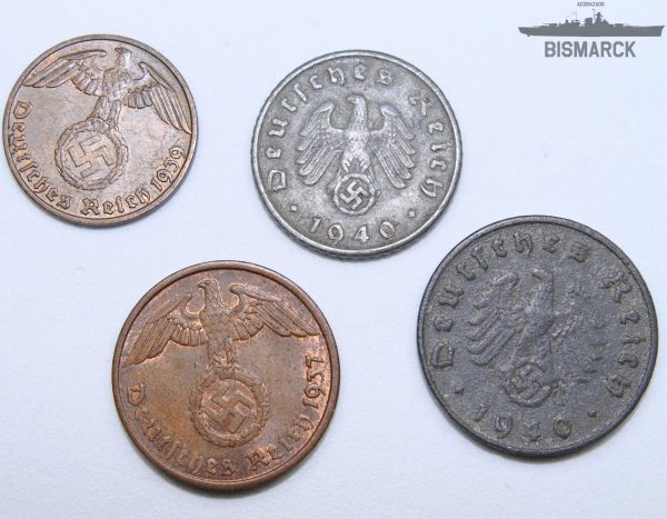 Lote 4 monedas Tercer Reich