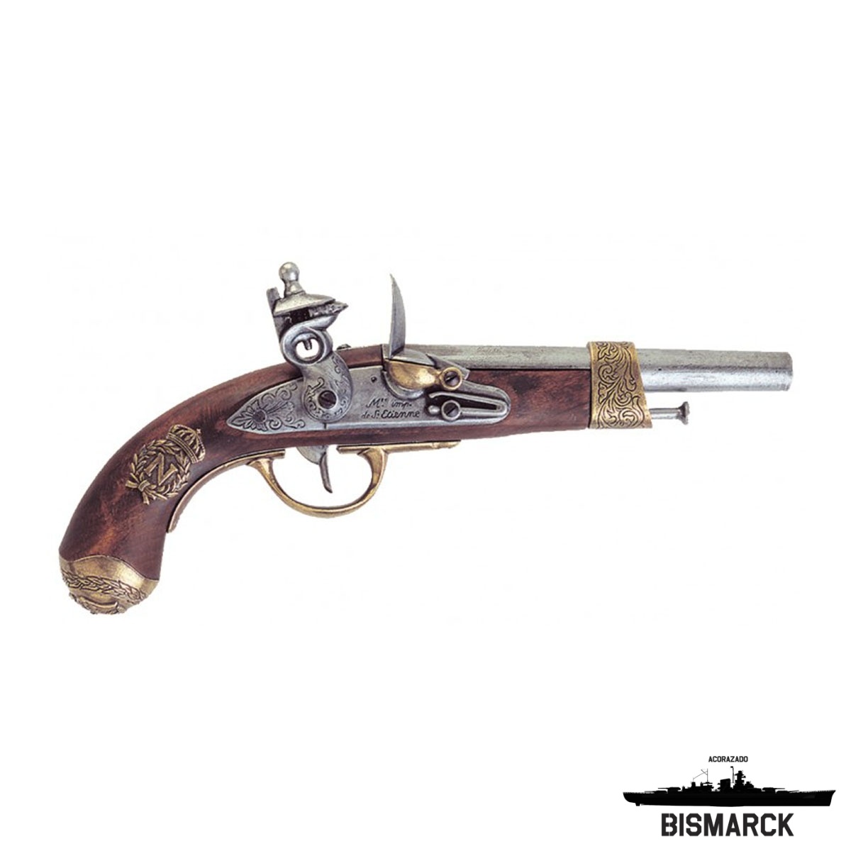  pistola de la guerra civil, madera y acero, réplica