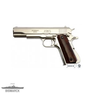 pistola automática M1911A1 plateada